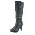 thumbnail image 1 of Win-45 Women's Fashion Knee High Round Toe Slouched High Heel Platform Boots ( Grey, 10 ), 1 of 2