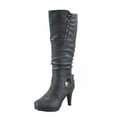 thumbnail image 1 of Win-45 Women's Fashion Knee High Round Toe Slouched High Heel Platform Boots ( Grey, 6.5 ), 1 of 2