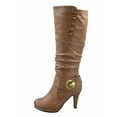 thumbnail image 1 of Win-45 Women's Fashion Knee High Round Toe Slouched High Heel Platform Boots ( Taupe, 7 ), 1 of 2