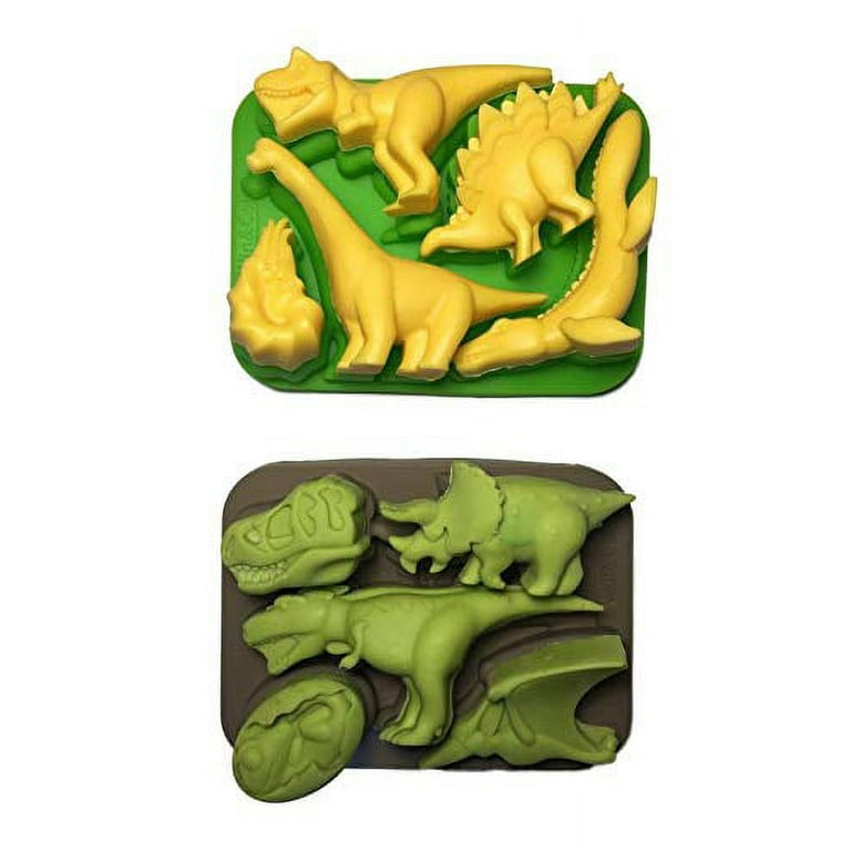 Win&Co Dinosaur Ice Trays Chocolate Molds and Food Grade Pure Silicone Set  of 2 Molds