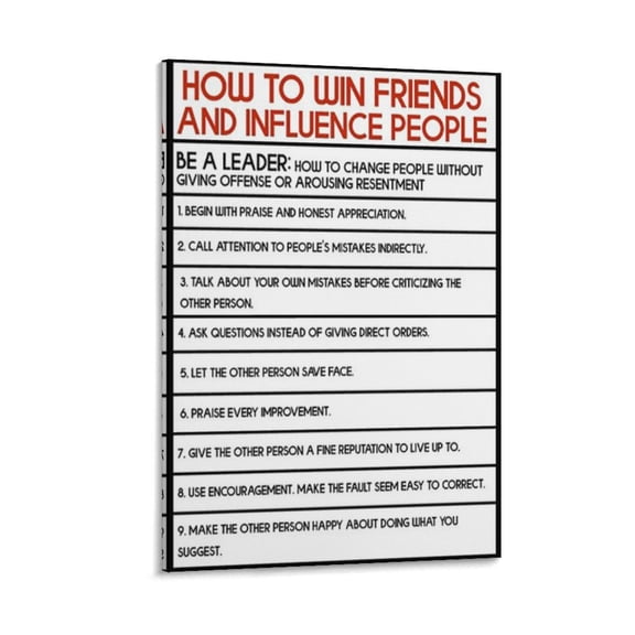 How To Win Friends And Influence People Poster Artworks Picture Print Poster Wall Art Painting Canvas Gift Decor Home Posters Decorative 16x24inch(40x60cm)