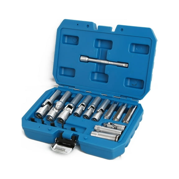 Win Max 18 Pieces 3/8 in and 1/4 in Drive Glow Plug Removal Socket Set PSG Thin Slotted Tool Kit