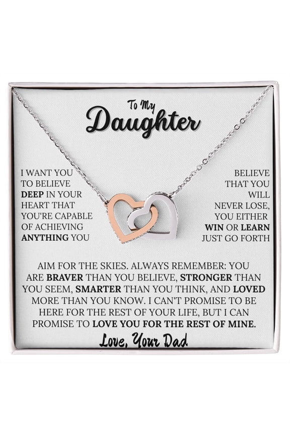 Win Or Learn Necklace Graduation Birthday Present For Daughter, Multi Interlocking Heart Necklace