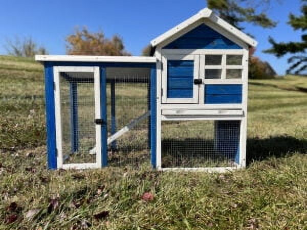 Win Pet Stilt House Rabbit Hutch, Navy Blue, Fits 1-2 Rabbits