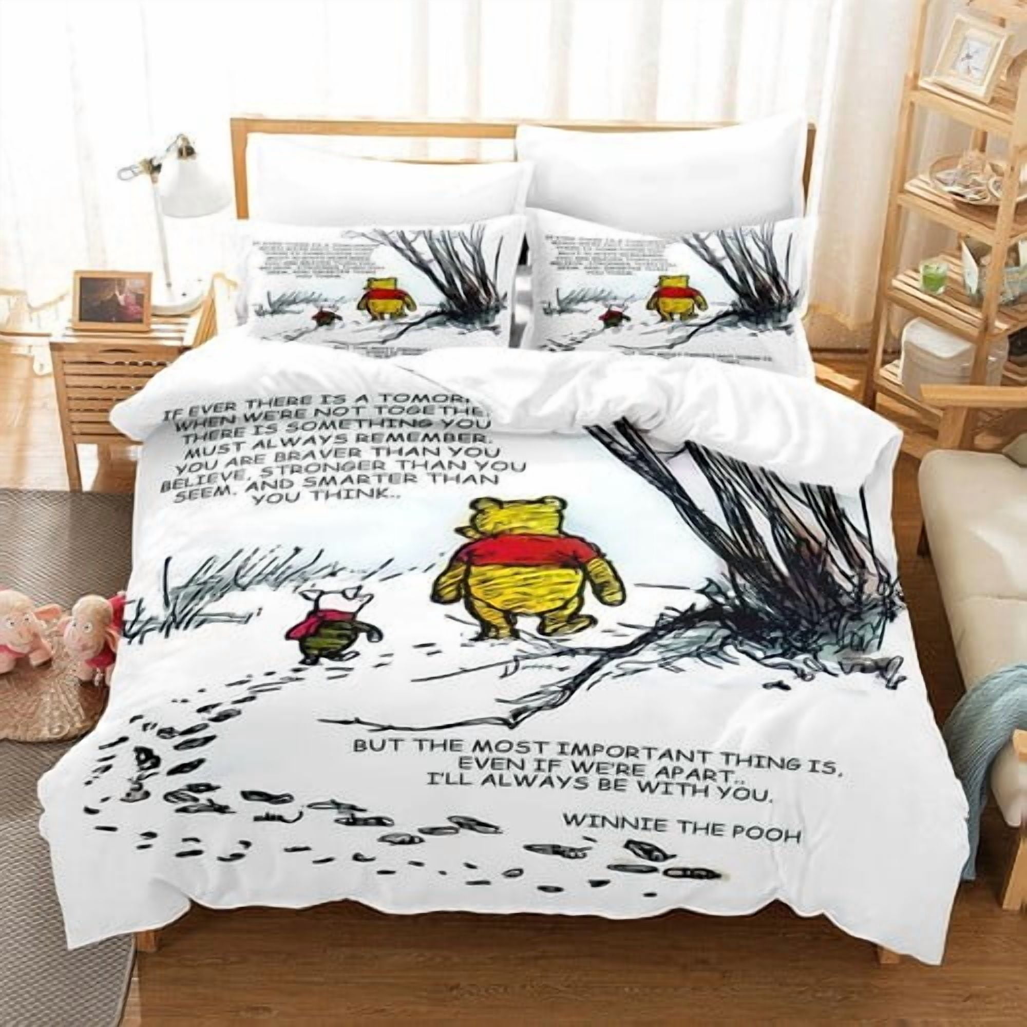 Win-nie Pooh Duvet Cover Super Soft Comfortable Home Bedding Set ,1 Win-nie Pooh Duvet Cover with 2 Pillowcases