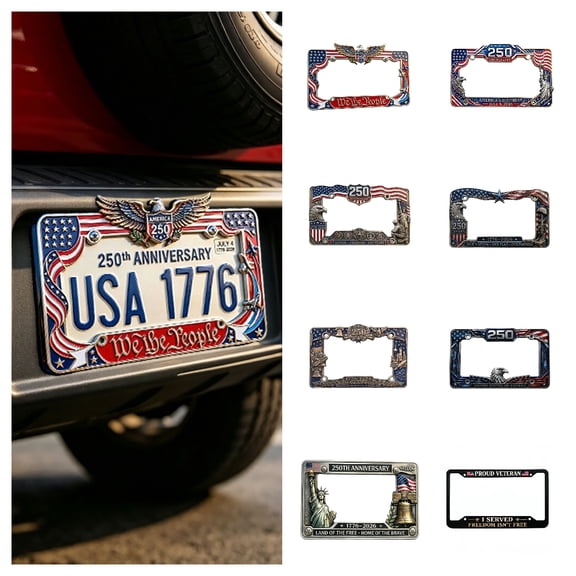 Win s Way 250th Anniversary License Plate Frame USA 250 American License Plate Frame License Plate Holder Aluminum Standard US Flag Eagle License Plate Frame