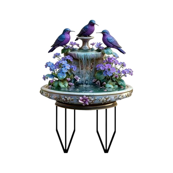 Win s Way 2D Acrylic Garden Statue Stake - Weatherproof Splashing Water Motif Yard Sign Ornament for Patio, Flowerpots & Path