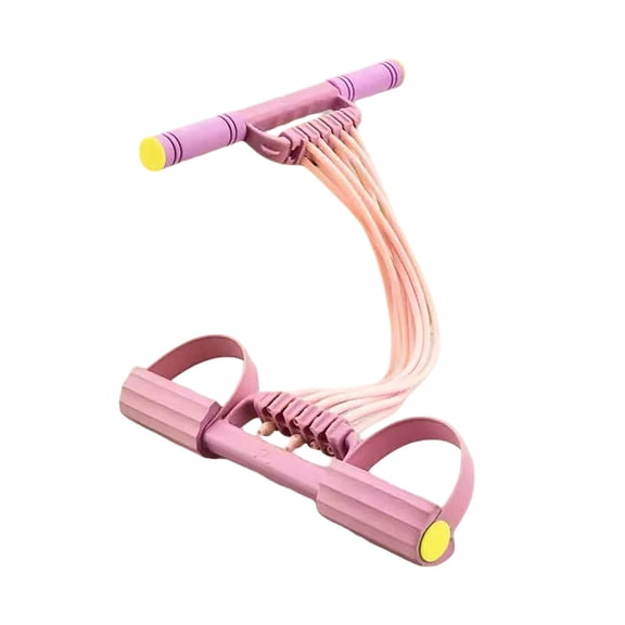 Win s Way Adjustable 10-Tube Pedal Resistance Band, Elastic Pull Rope with Non- Handle, Portable Full Body Exerciser for Home Yoga Workout