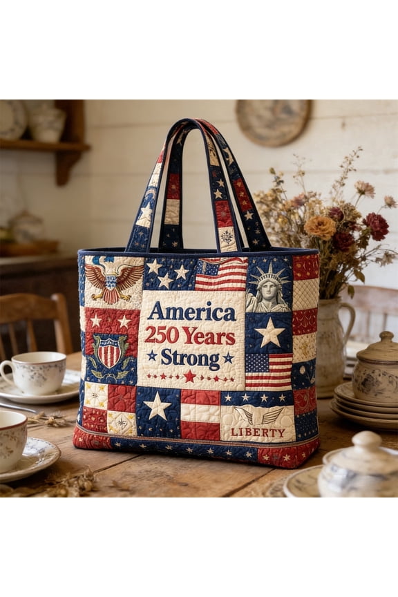 America 250th Anniversary Quilted Tote Shoulder Bag - Commemorative Edition Bag for Holiday Gift, Independence Day, Daily Commute