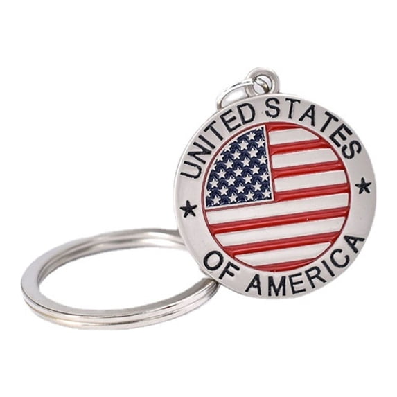 Win s Way American Flag Letter Keychain, Patriotic Enamel Metal Key Ring for Car Backpack, USA Gifts