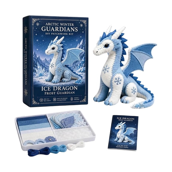 Win s Way Arctic Winter Guardians DIY Patchwork Kit, Handmade 3D Mythical Plush Sewing Set with Pre-Cut Materials, Felt Animal Sewing Kit for Beginners, for Home Decor & Craft Lovers Gifts