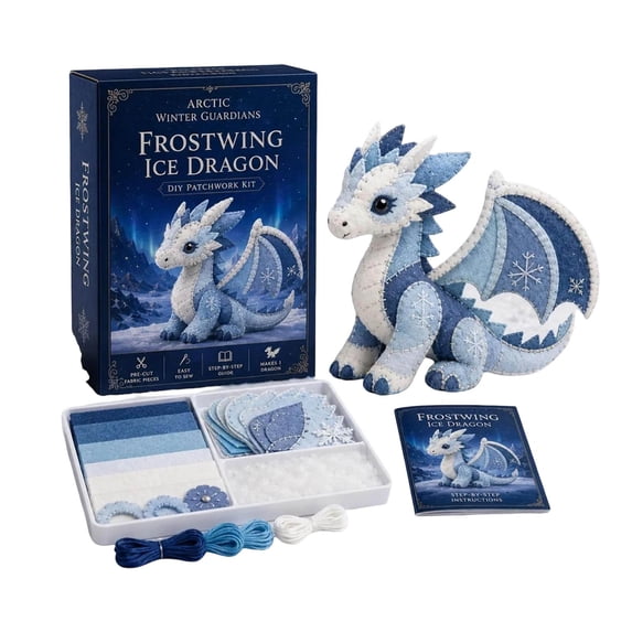 Win s Way Arctic Winter Guardians DIY Patchwork Kit, Handmade 3D Mythical Plush Sewing Set with Pre-Cut Materials, Felt Animal Sewing Kit for Beginners, for Home Decor & Craft Lovers Gifts