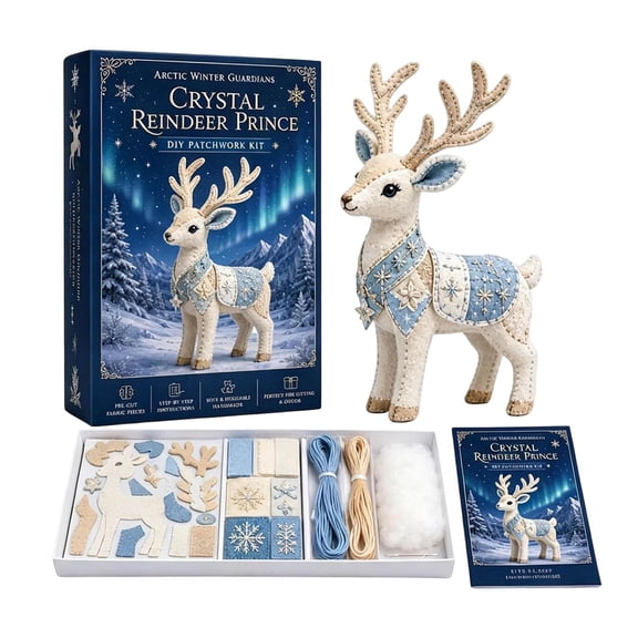 Win s Way Arctic Winter Guardians DIY Patchwork Kit, Handmade 3D Mythical Plush Sewing Set with Pre-Cut Materials, Felt Animal Sewing Kit for Beginners, for Home Decor & Craft Lovers Gifts