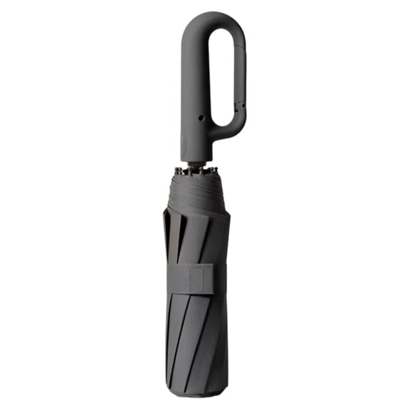 Win s Way Automatic Ring Buckle Umbrella, Windproof Reinforced Folding Umbrella with Carabiner Handle, UPF 50+ Reflective Strip Portable Travel Rain Sun Umbrella