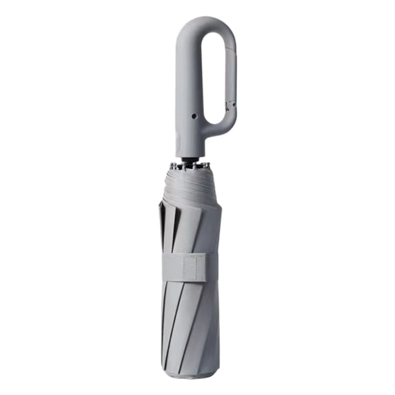 Win s Way Automatic Ring Buckle Umbrella, Windproof Reinforced Folding Umbrella with Carabiner Handle, UPF 50+ Reflective Strip Portable Travel Rain Sun Umbrella
