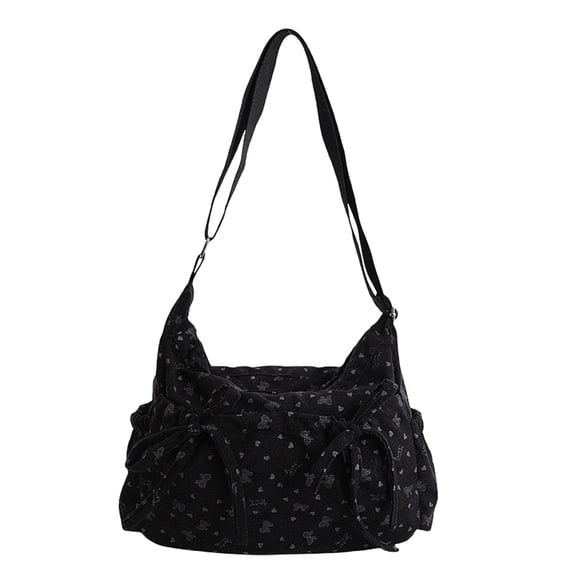 Win s Way Bow Detail Large Fabric Tote Shoulder Crossbody Bag for Women