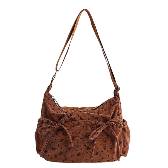 Win s Way Bow Detail Large Fabric Tote Shoulder Crossbody Bag for Women