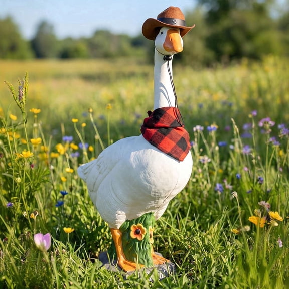 Win s Way Classic Porch Goose Statue,7/12/14 Inch Weather Resistant White Garden Figurine with Weighted Base for Yard Patio