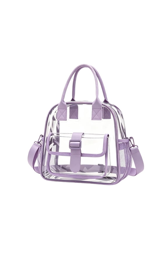 Clear Tote Bag, Waterproof Transparent Tote with Detachable Strap for Beach Travel
