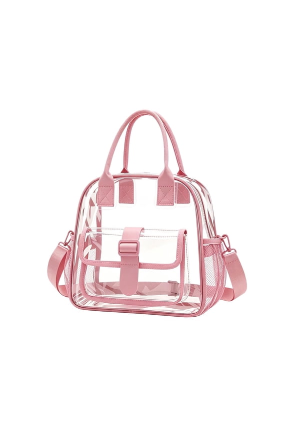 Clear Tote Bag, Waterproof Transparent Tote with Detachable Strap for Beach Travel