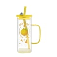 thumbnail image 1 of Win s Way Cute Square Glass Cup with Lid and Straw, 13oz Blue Glass Tumbler with Handle, 1 of 4
