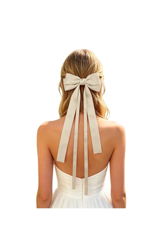 Flowing Ribbon Hair Clip, Satin Bow Clips for G-irls Teens, Wedding Bridal Hair Accessory