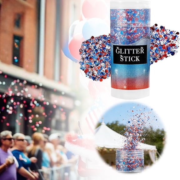 Win s Way Patriotic Red White and Blue Body Glitter Stick, Waterproof Face and Hair Glitter Makeup for Women Kids, 4th of July Independence Day Accessories