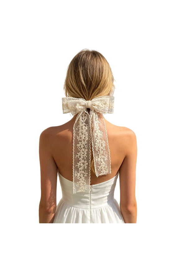 Flowing Ribbon Hair Clip, Satin Bow Clips for G-irls Teens, Wedding Bridal Hair Accessory