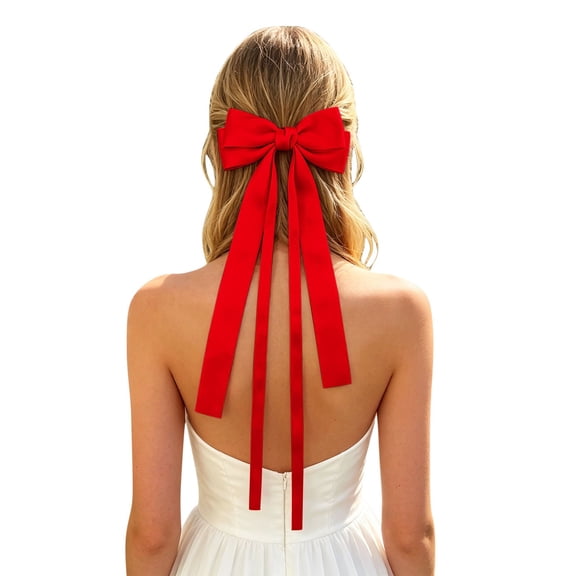 Win s Way Flowing Ribbon Hair Clip, Satin Bow Clips for G-irls Teens, Wedding Bridal Hair Accessory