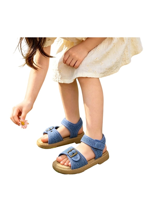 G-i-r-l-s Beach Sandals Fashionable Double Buckle Cork Footbed Sandals for K-i-d-s, Comfortable Arch Support Summer Flat Shoes for T-o-d-d-l-e-r-s & Little Kids