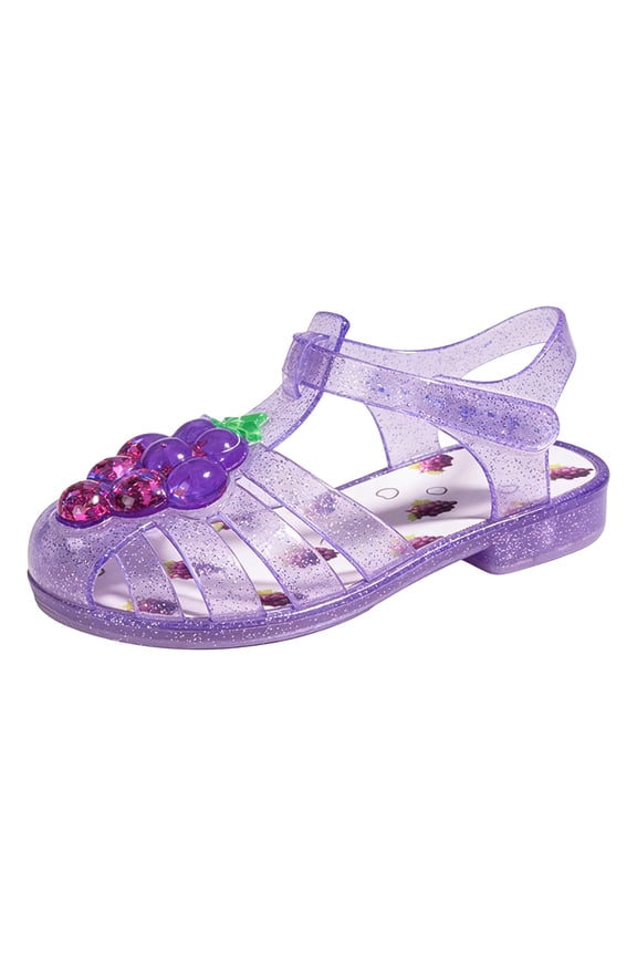 G-irls Cute Cartoon Jelly Sandals, Fruit Design Summer Water Shoes, Soft Non- Beach Sandals for T-oddlers & K-ids, Ages 3-10