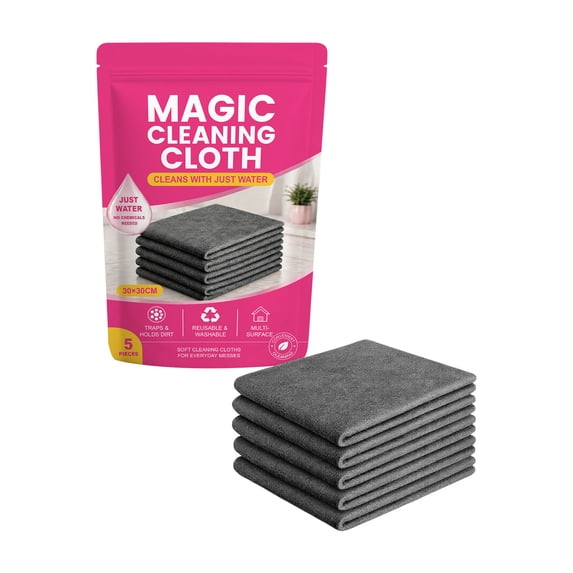 Win s Way Genie Magic Cleaning Cloths 11.8 x 7.9 Inch 5 Pack Streak Free Reusable Microfiber Towels for Kitchen Glass Windows Car Multipurpose Household Cleaning Supplies