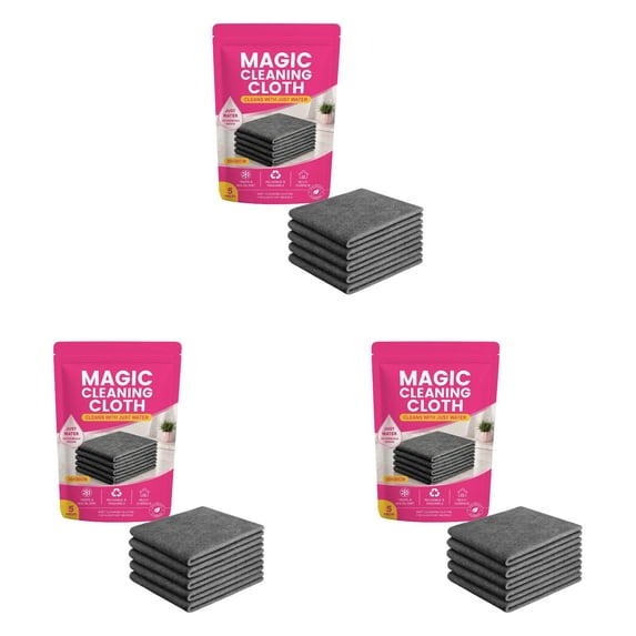Win s Way Genie Magic Cleaning Cloths 11.8 x 7.9 Inch 5 Pack Streak Free Reusable Microfiber Towels for Kitchen Glass Windows Car Multipurpose Household Cleaning Supplies