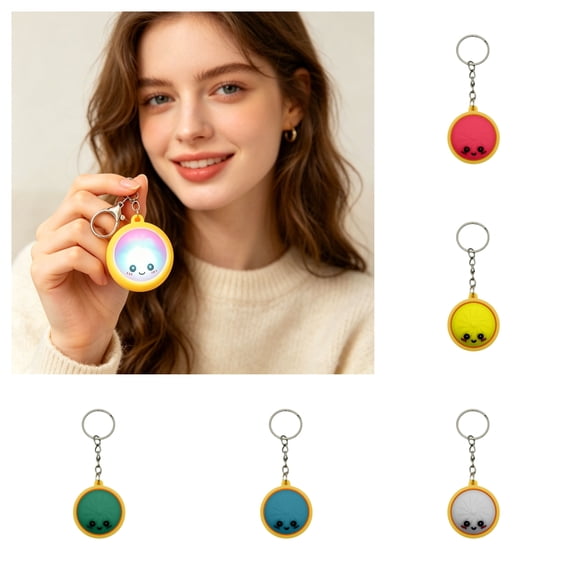 Win s Way Glowing Mini Dumpling Keychain Stress Relief Fidget Clicker Keychain – Adorable Cartoon Pendant for Backpacks, Keys & Bags, K-ids & Gifts ,Soft & Durable