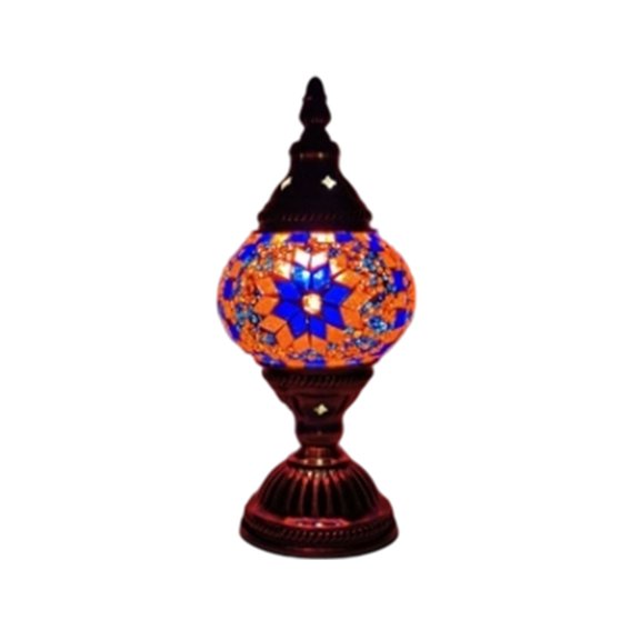 Win s Way Handmade Glass Mosaic Night Stand Lamp, Plug-In Warm Glow Ambient Table Lamp, Vintage Metal Base Decorative Nightlight for Bedroom Living Room Cafe Hotel & Housewarming Gift