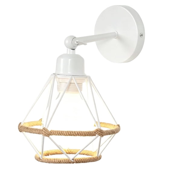Win s Way Industrial Cage Wall Sconce, 180° Adjustable Rope Lamp for Hallway