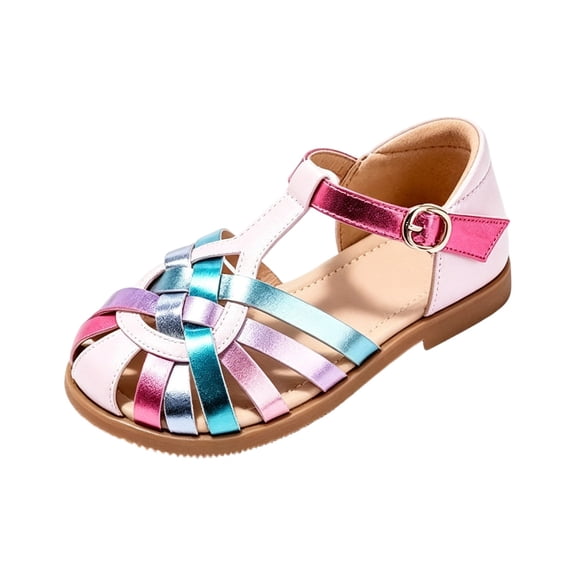 Win s Way Kids' Closed-Toe Sandals, Adjustable Buckle Non- Sole, Boys Girls 3-11 Years, Rainbow