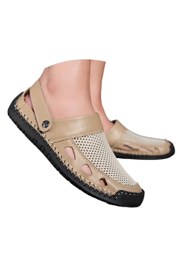 Men‘s Big Size Clogs Closed Toe Breathable Hollow Outdoor Slip-On Sandals Summer Beach Shoes
