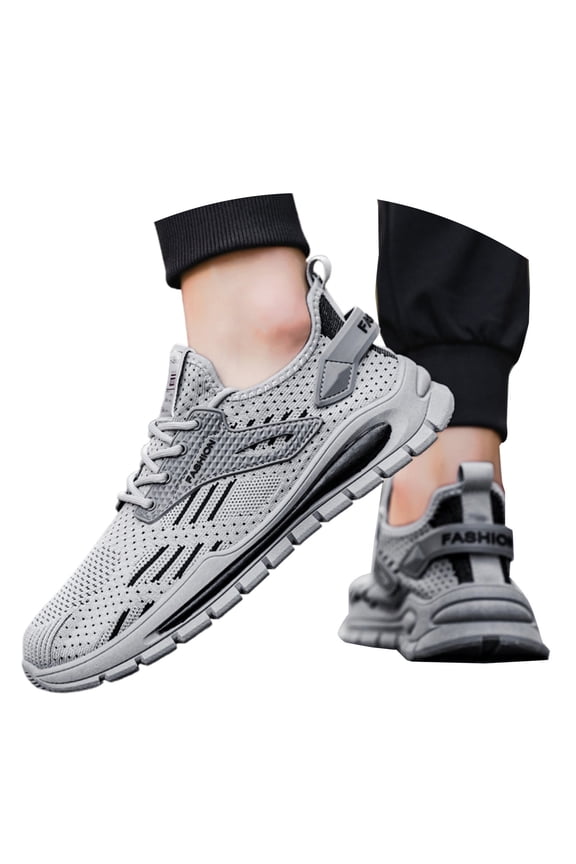Men's Breathable Mesh Slip-On Sneakers, Lightweight Athletic Walking Running Casual Fitness Shoes