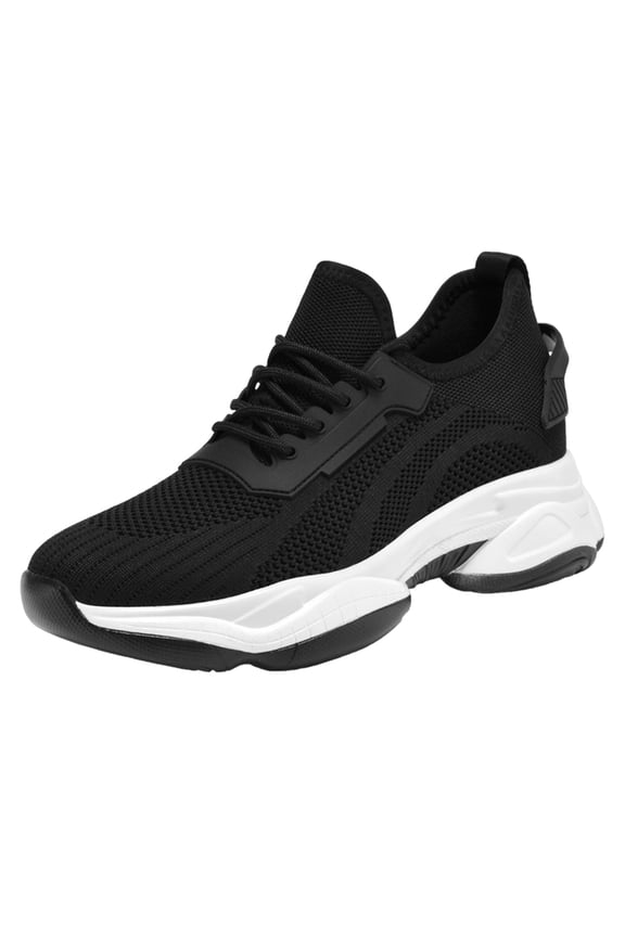 Men's Fashion Platform Sneakers, Elevated Height Increasing Modern Athletic Shoes