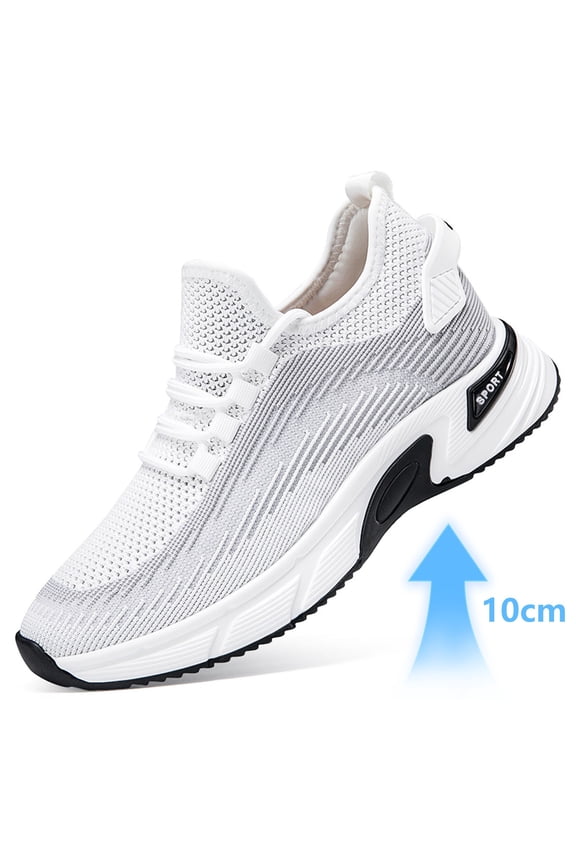 Men's Height Increasing Sneakers, Breathable Mesh Athletic Running Shoes With Absorbing Outsole