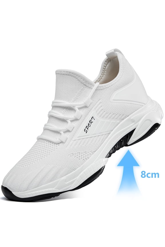 Men's Height Increasing Trainers, Lightweight Mesh Running Shoes With Lace-Up Design For Leisure