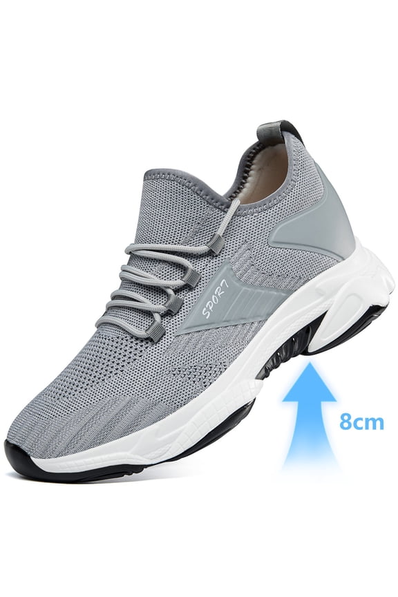 Men's Height Increasing Trainers, Lightweight Mesh Running Shoes With Lace-Up Design For Leisure