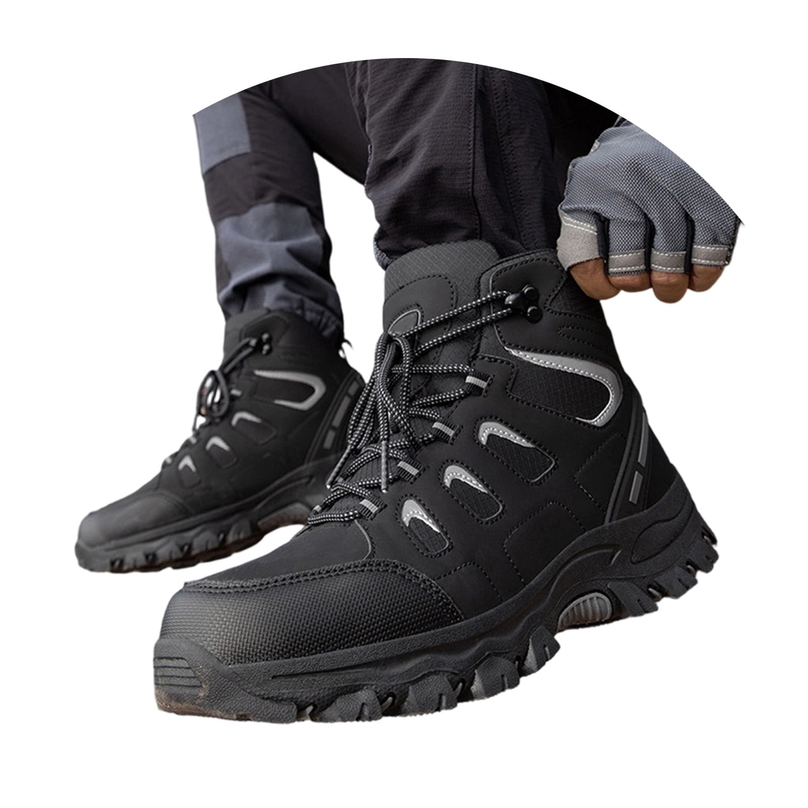Win s Way Men's High Top Hiking Sneakers, Lightweight Ankle Support Trekking Shoes for Adventure