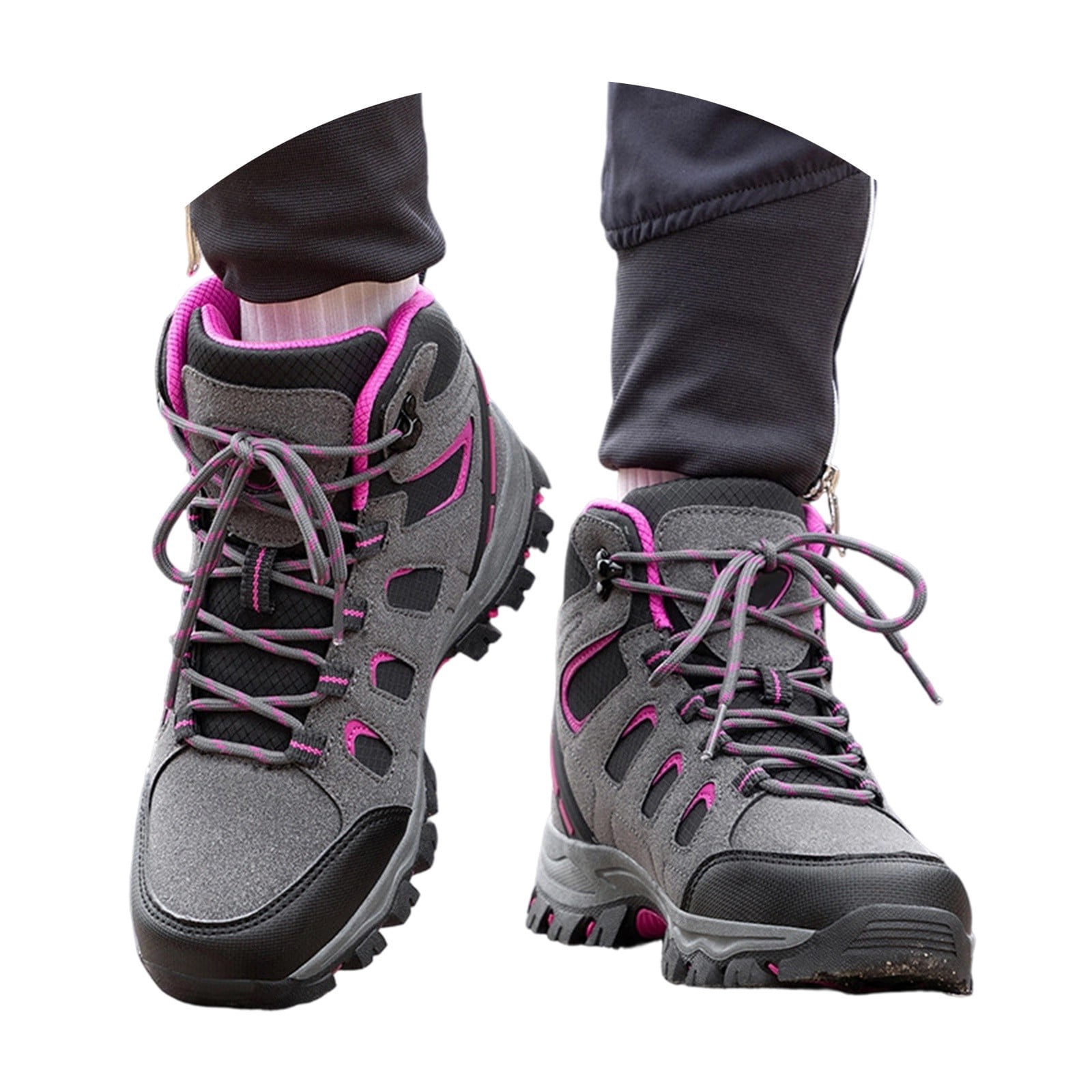 Win s Way Men's High Top Hiking Sneakers, Lightweight Ankle Support Trekking Shoes for Adventure