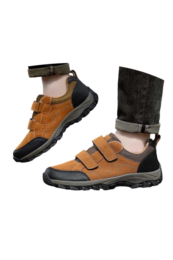 Men's Hook and Loop Sneakers, Thick Sole Non- Training Footwear for Daily Sports