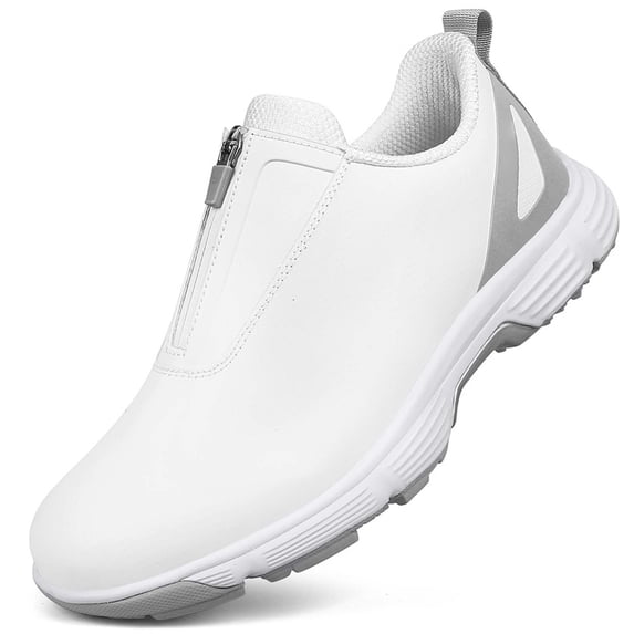 Win s Way Men's Spikeless Golf Sneakers, Breathable Mesh Athletic Shoes with Zipper Closure