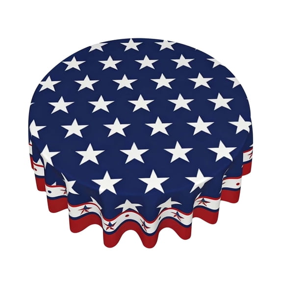 Win s Way Patriotic Star Round Tablecloth 4th of July Independence Day Round Tablecloth American Themed Party Table Cover Round Tablecloth Red White Blue Starburst Pattern Outdoor Picnic BBQ Decor