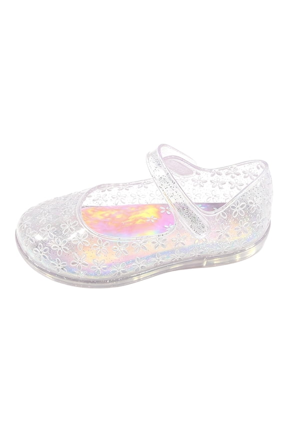 Princess Jelly Shoes for G-irls Mary Jane Glitter Ballet Flats Non Soft Sole Birthday Party Performance Dance Shoes for T-oddler Little G-irls
