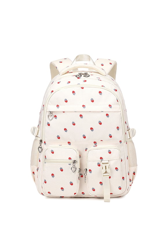 Strawberry Printed Backpack for G-i-r-l-s, Large Capacity School Bag for K-i-d-s & T-e-e-n-s, Durable Lightweight Laptop Bookbag with Multi-Pockets for S-t-u-d-e-n-t